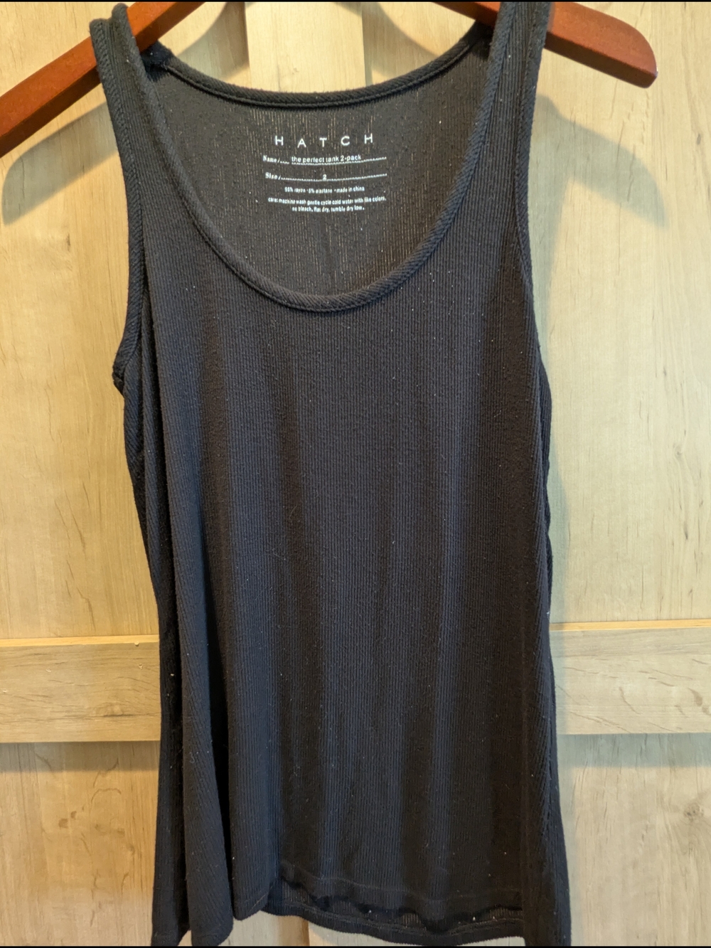 HATCH Black Ribbed Scoop Neck Tank